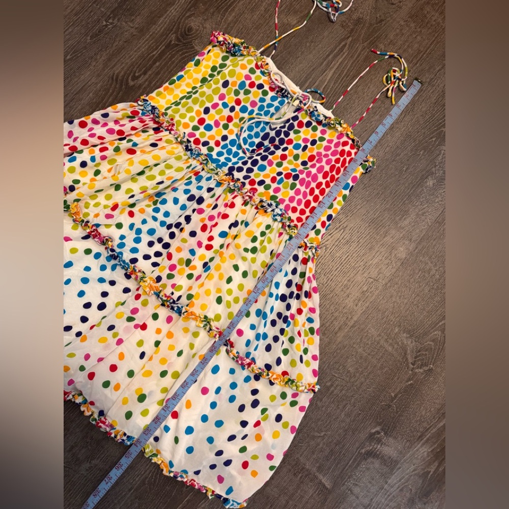 All Things Mochi Blessica Dress Sundress Silk Rainbow Polka Dots. Sz M. EUC! - Picture 8 of 11
